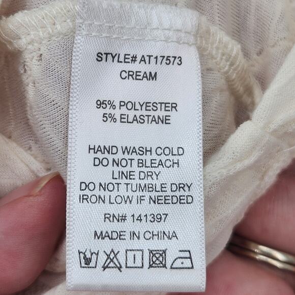 NWT ASTR the Label Cream Long Sleeve Ruched Center Cropped Top Women's XL3we` - Picture 5 of 10